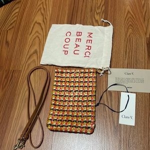 Clare V Poche Woven Marigold Multi Rattan